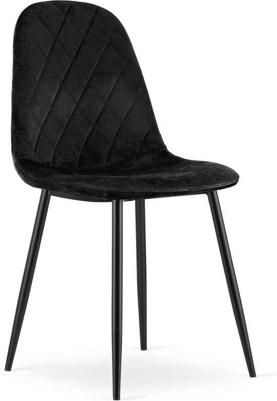 ASTI - Velvet eetkamerstoel - zwart - set van 4 eetstoelen