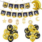 met 16 thema's, zwart-gouden latexballonnen en spiraalornamenten en Ramadan ballonnen voor Eid Mubarak Party vakantiehuis decoratie