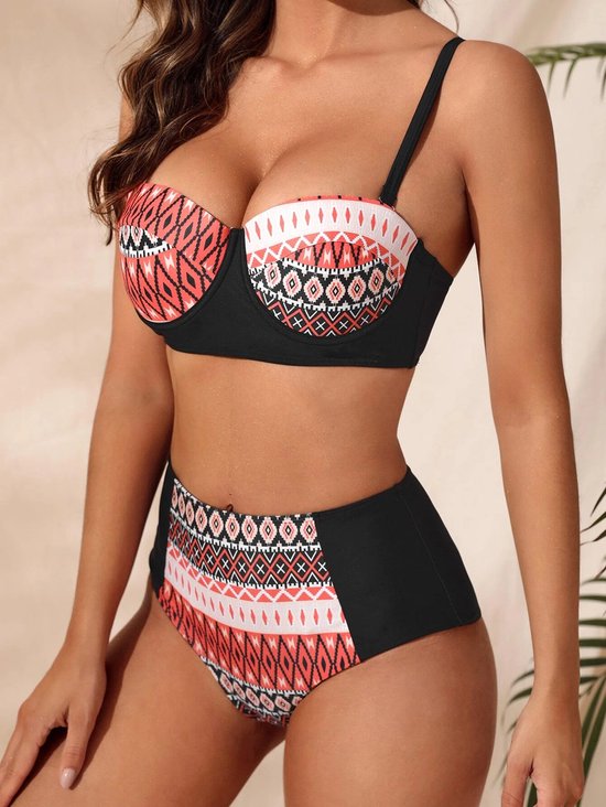 onvergeeflijk fabriek Vormen Stijlvolle Bikini Set voor vrouwen met Hoog Broekje | Beugel bikini  top-Spaghetti... | bol.com