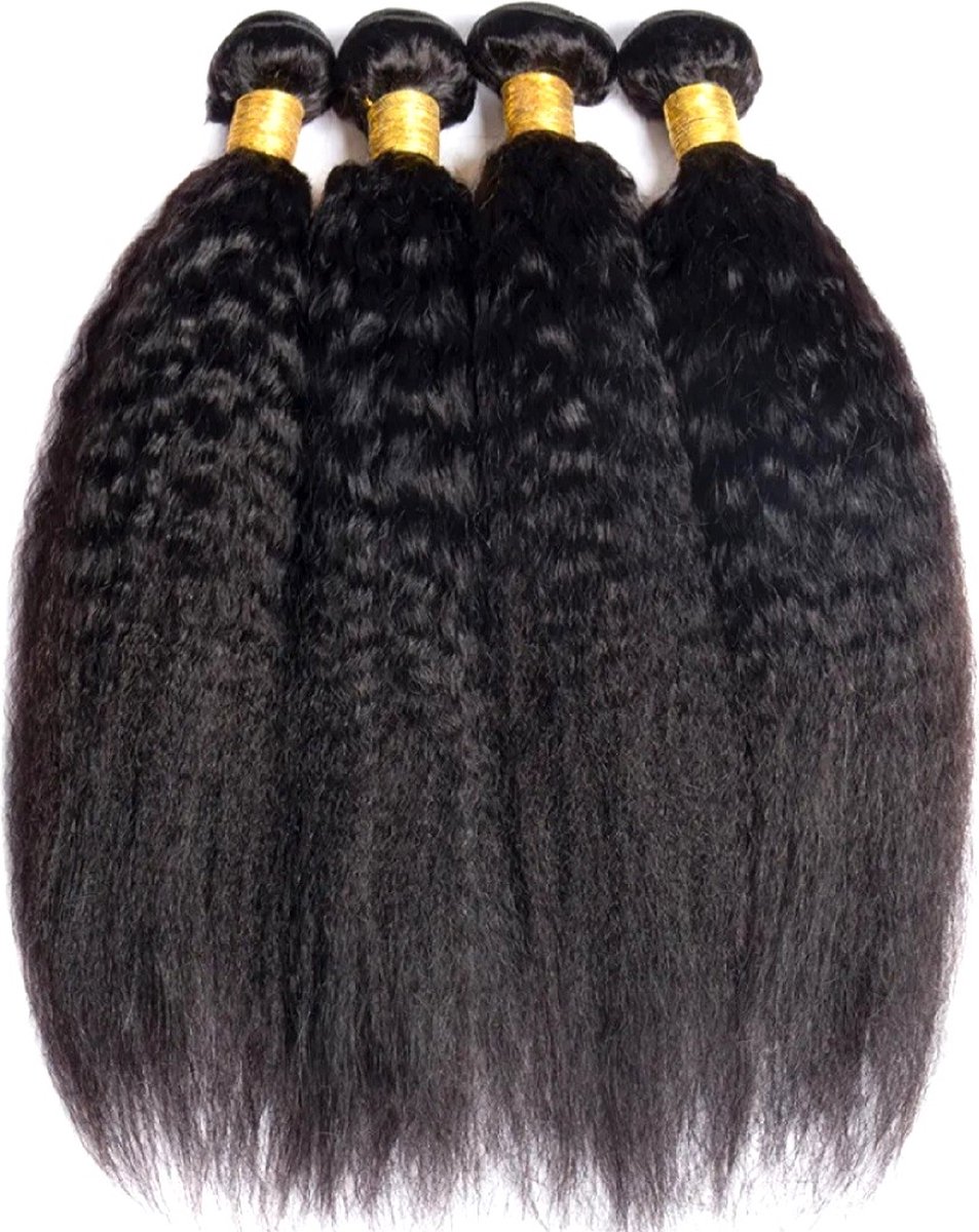 Braziliaanse remy yaki weave - 20 inch kinky steil human hair extensions- 1 stuk menselijke haren bundel