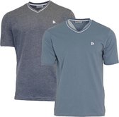 Lot de 2 T-shirts Donnay - T-shirt sport - T-shirt col V- Homme - Anthracite-chiné/ Blue gris - Taille S