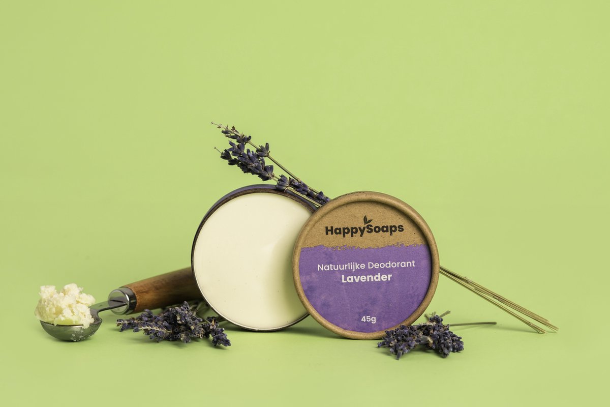 HappySoaps Natuurlijke Deodorant - Lavendel - Verzachtend, Kalmerend en Verzorgend - 100% Plasticvrij, Vegan & Natuurlijk - 50gr