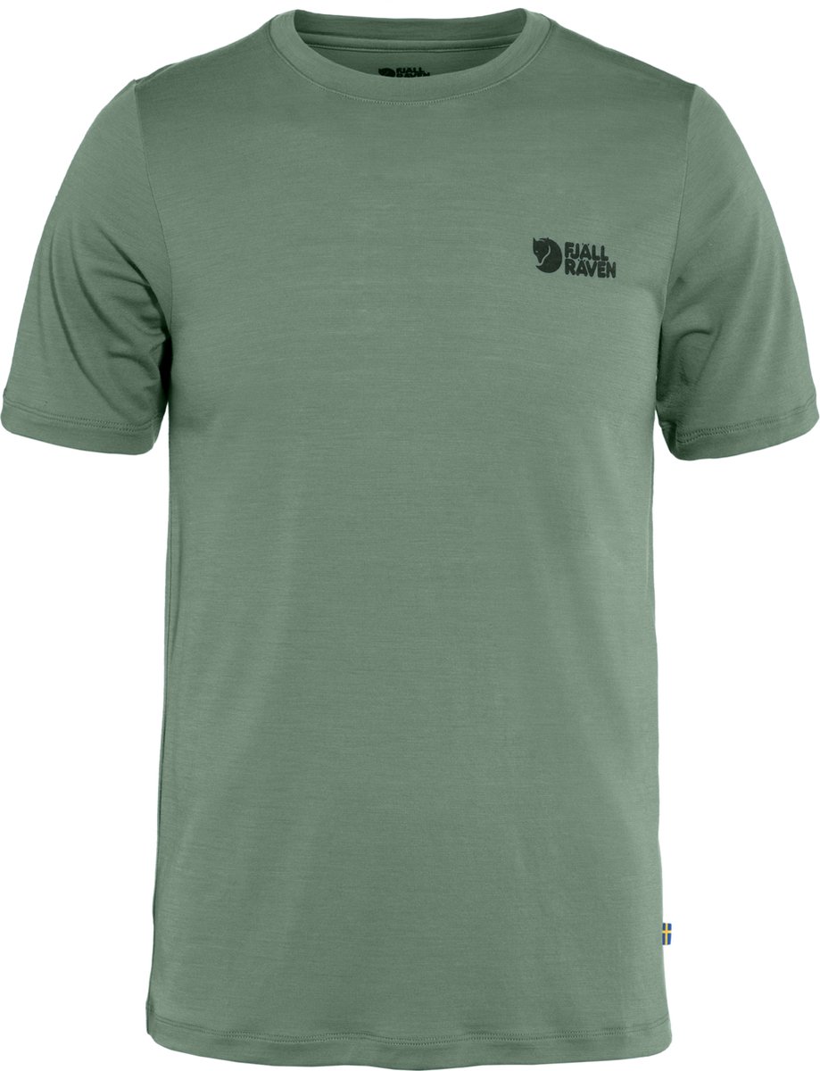 Fjallraven Abisko Wool Logo SS Men Outdoorshirt Heren Groen