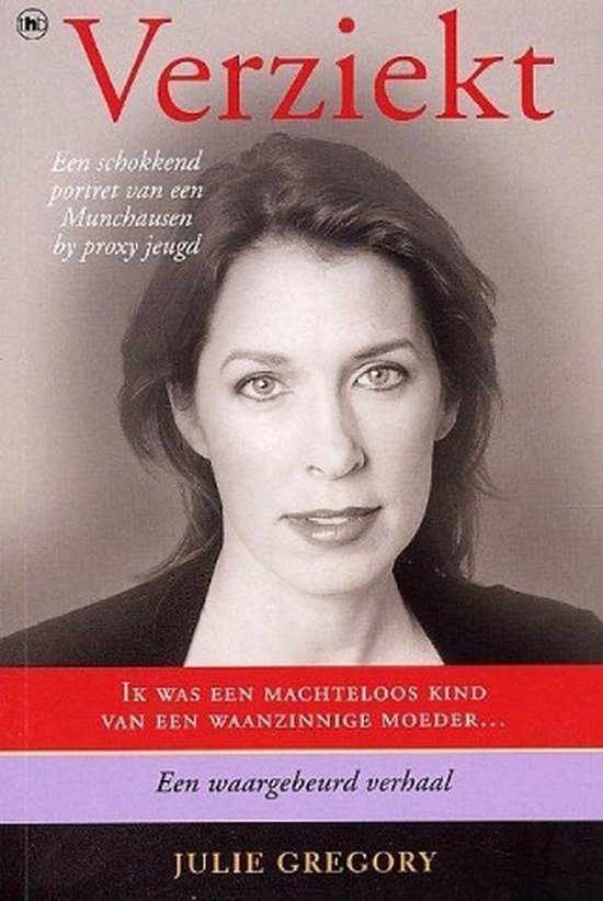 Vrouw met donker haar, op borsthoogte, met een zwarte sjaal. De titel 'Verziekt' is in rood.