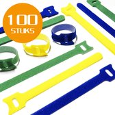 Colourful Sun® Attache-câbles Velcro - Organisateur de câbles - Attaches Velcro - Réutilisables - Gestion des câbles - 100 pièces - Mélange de couleurs - 15 cm de long - Attaches - Tyraps