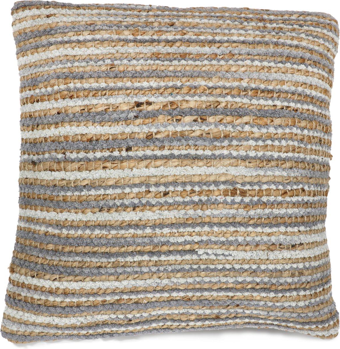SIZO kussen Delhi 45 x 45 cm - Grijs/Beige/Naturel - Inclusief vulling