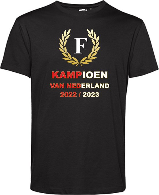 T-shirt kind Krans Kampioen 2022-2023 | Rotterdam Supporter | Shirt Kampioen | Kampioensshirt | Zwart | maat 140