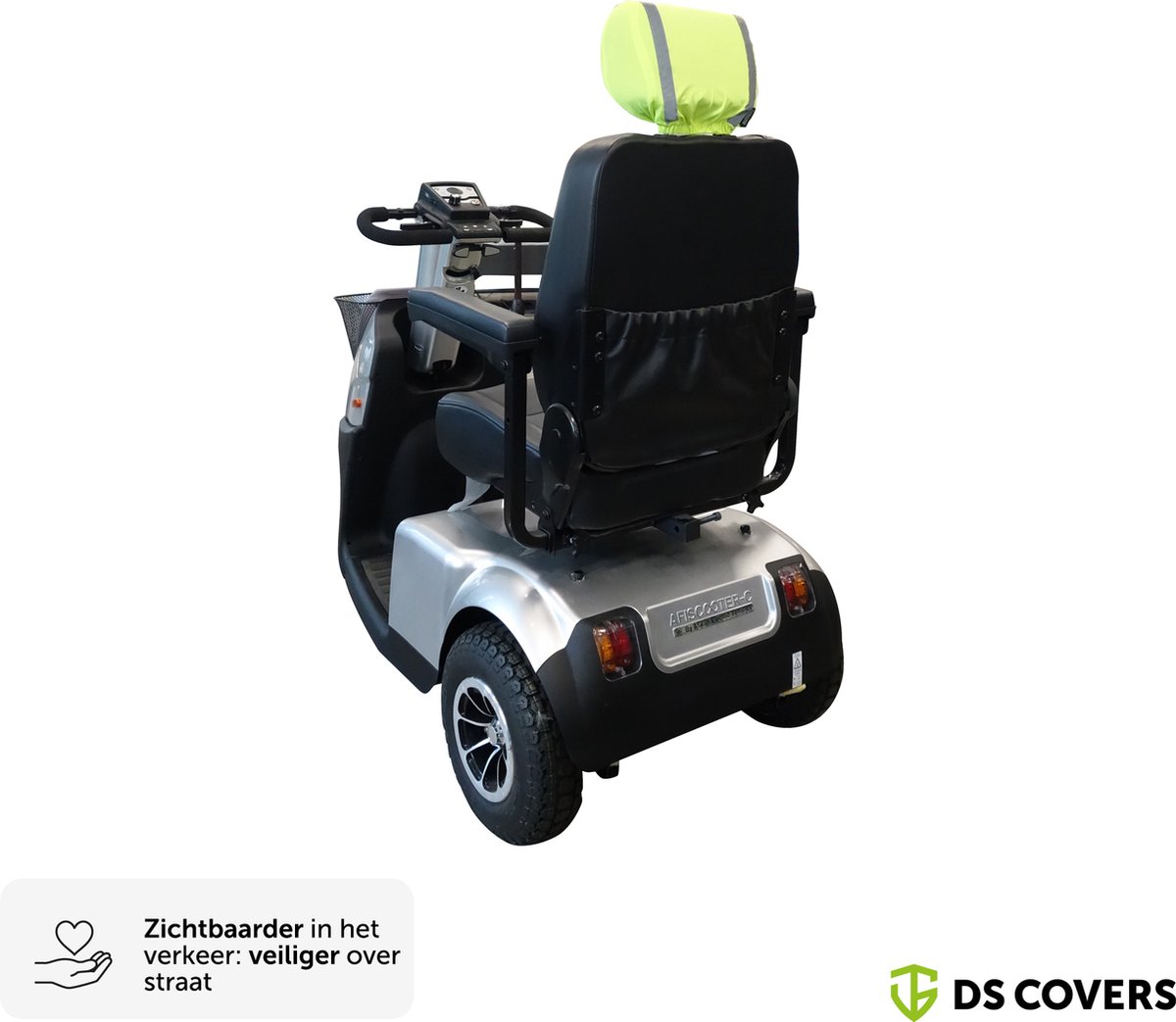 Goedkoopste MOBB scootmobiel hoofdsteunhoes | M | Fluorescerend geel | DS COVERS