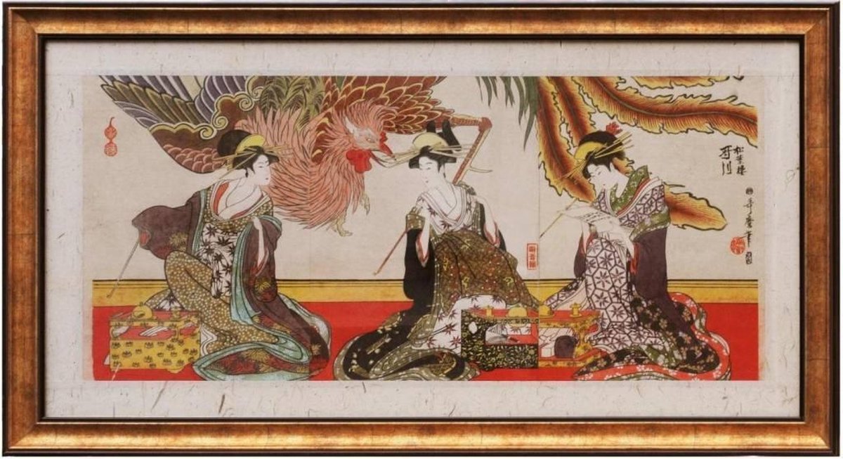 Fine Asianliving Japanse Schilderij van 3 vrouwen B78xH45cm