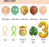 Verjaardags ballonnen - 3 jaar - 30 stuks - kinderfeestje - verjaardag - dieren - ballonen - set - cijfer ballon