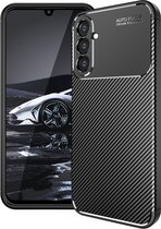 Samsung Galaxy A14 - Housse de protection en TPU Carbone - Zwart