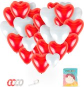 Festivz Hartjes Ballonnen 40 stuks - Liefde - Hartjes Ballonnen - Love - Feestversiering – Rood & Wit - Cadeau - Feest - Man & Vrouw - Hem & Haar - Anniversary - Valentijn - Moederdag