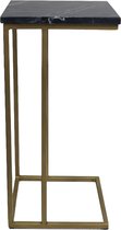 Bijzettafel van Marmer - Laptoptafel - Bijzettafeltje - Coffee Table - Metaal - Goud - Zwart - 65 cm hoog