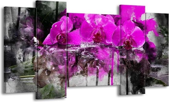 Peinture sur toile Orchidée | Violet, gris, blanc | 120x65 5 Liège