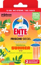 WC-Eend Fresh Disc - Tropical Summer - Edition Limited - Paquet de recharges - Bloc WC - Nettoyant WC - 2 Recharges de 12 cubes - Pack économique