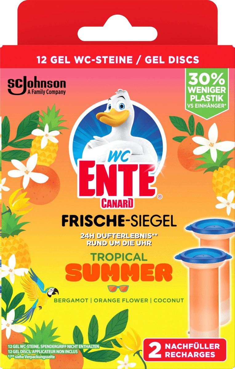 Goedkoopste WC-Eend Fresh Disc - Tropical Summer - Limited Edition - Navulverpakking - Toiletblok - Toiletreiniger - 2 Navullingen met 12 blokjes - Voordeelverpakking