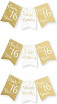 Paperdreams Verjaardag Vlaggenlijn 16 jaar - 3x - Gerecycled karton - wit/goud - 600 cm