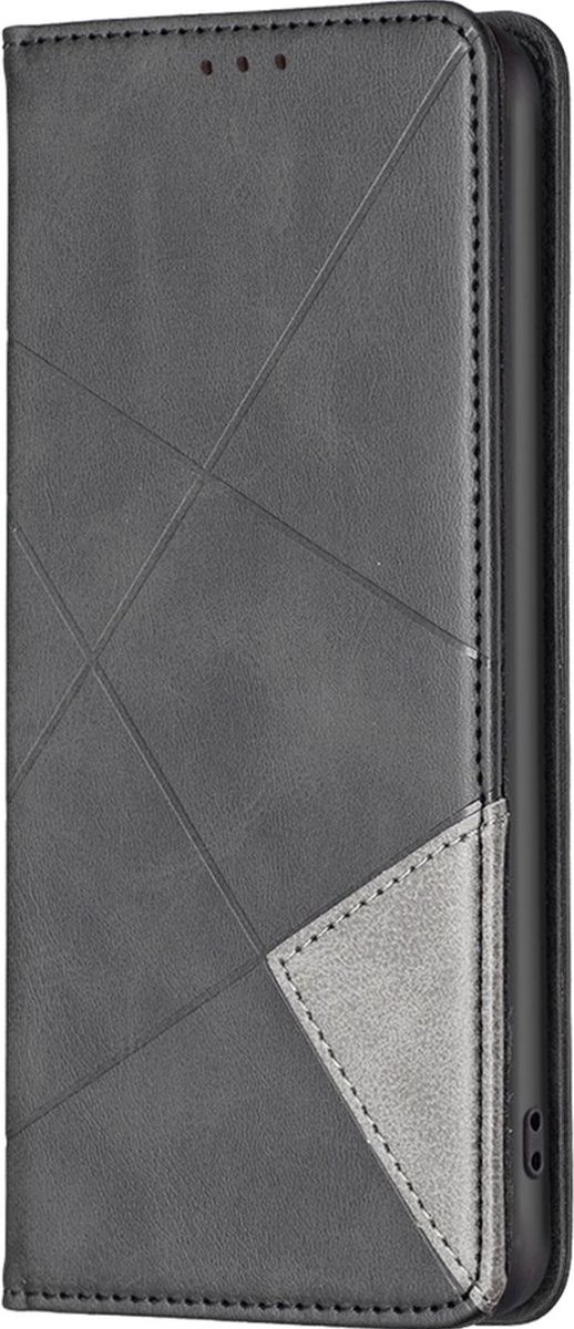 Mobigear Telefoonhoesje geschikt voor Motorola Moto G23 Hoesje | Mobigear Rhombus Slim Bookcase | Pasjeshouder voor 2 Pasjes | Telefoonhoesje voor Pinpas / OV Kaart / Rijbewijs - Zwart