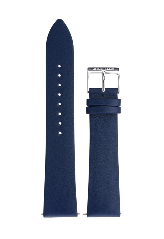 Junghans Form A / Form Chronoscope - bracelet de montre pour homme bleu - Junghans d'origine - 21 mm - cuir de veau