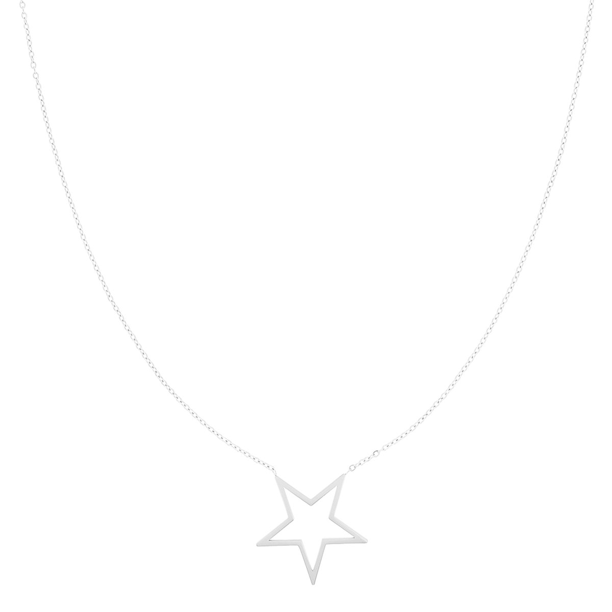 OOZOO Jewellery - zilverkleurige ketting met grote ster - SN-2021