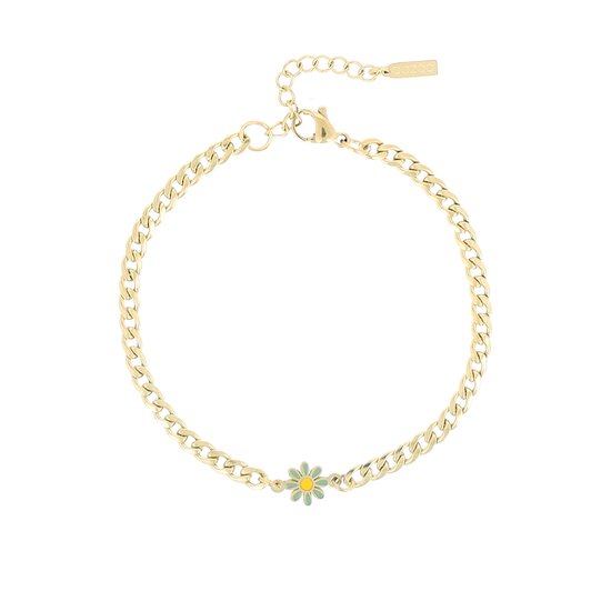 OOZOO Jewellery - goudkleurige armband met bloem bedeltje - SB-1022