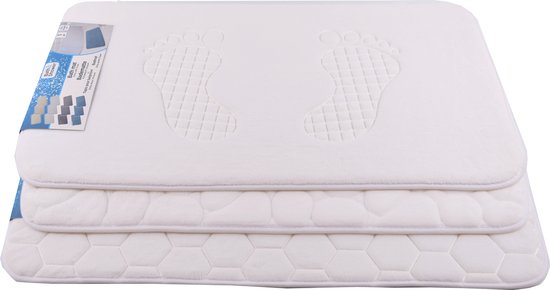 Badmat & WC Mat Set -Douche mat set - Wit - 80 x50 cm - badmat set 3-delig - Soft Foam - Extra Zacht - FOAM