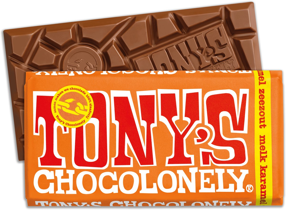 Tony's Chocolonely Chocolade Reep Melk Karamel Zeezout - Melkchocolade Reep - 180 gram - Tony's Chocolonely