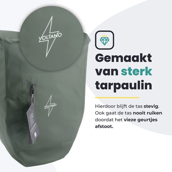 Voltano Luxe Fietstas 28L - Enkele Pakaftas - Olijf Groen - 100% Waterdicht van Voltano — afbeelding 3