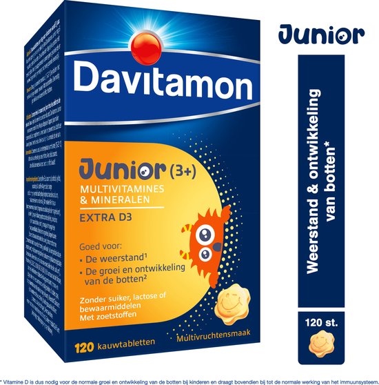 Davitamon® Junior Multivruchten Multivitamines - 120 Kauwtabletten Vanaf 3 Jaar