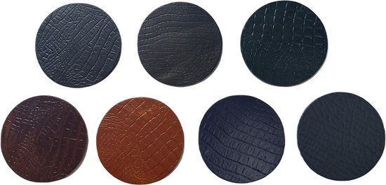 Sous-verres en cuir | Sous-verres de Luxe _ | Set de 9 pièces | 100% en cuir véritable | Couleur : noir