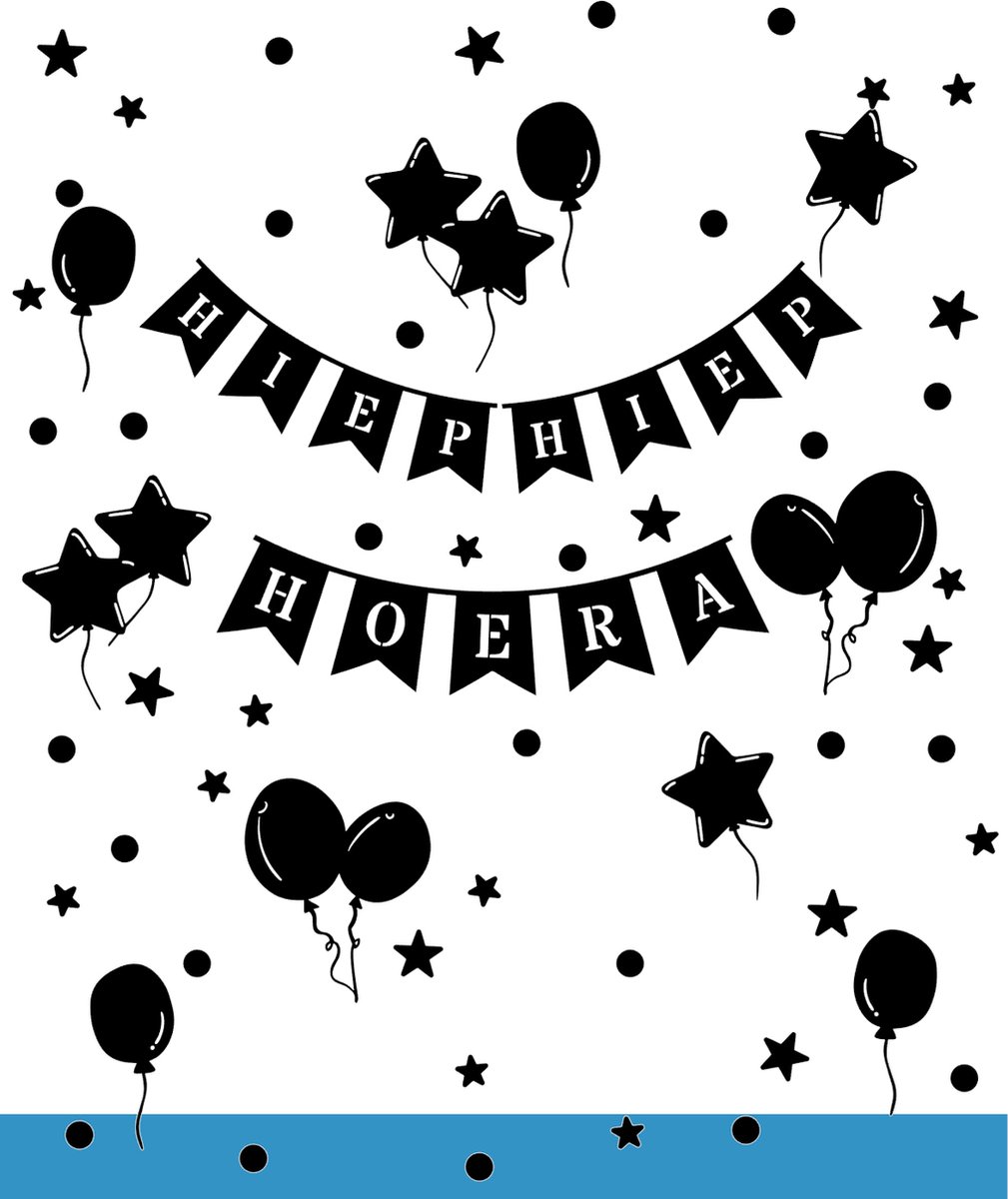 Raamsticker happy birthday feesthoed gepersonaliseerd