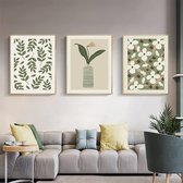 Set van 3 posters vintage abstracte planten bloemen muurfoto's kunstposter zonder lijst print canvas foto's wanddecoratie woonkamer (40 x 50 cm)