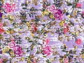 Vloerkleed vinyl | Vintage bloemen paars | 195x300 cm