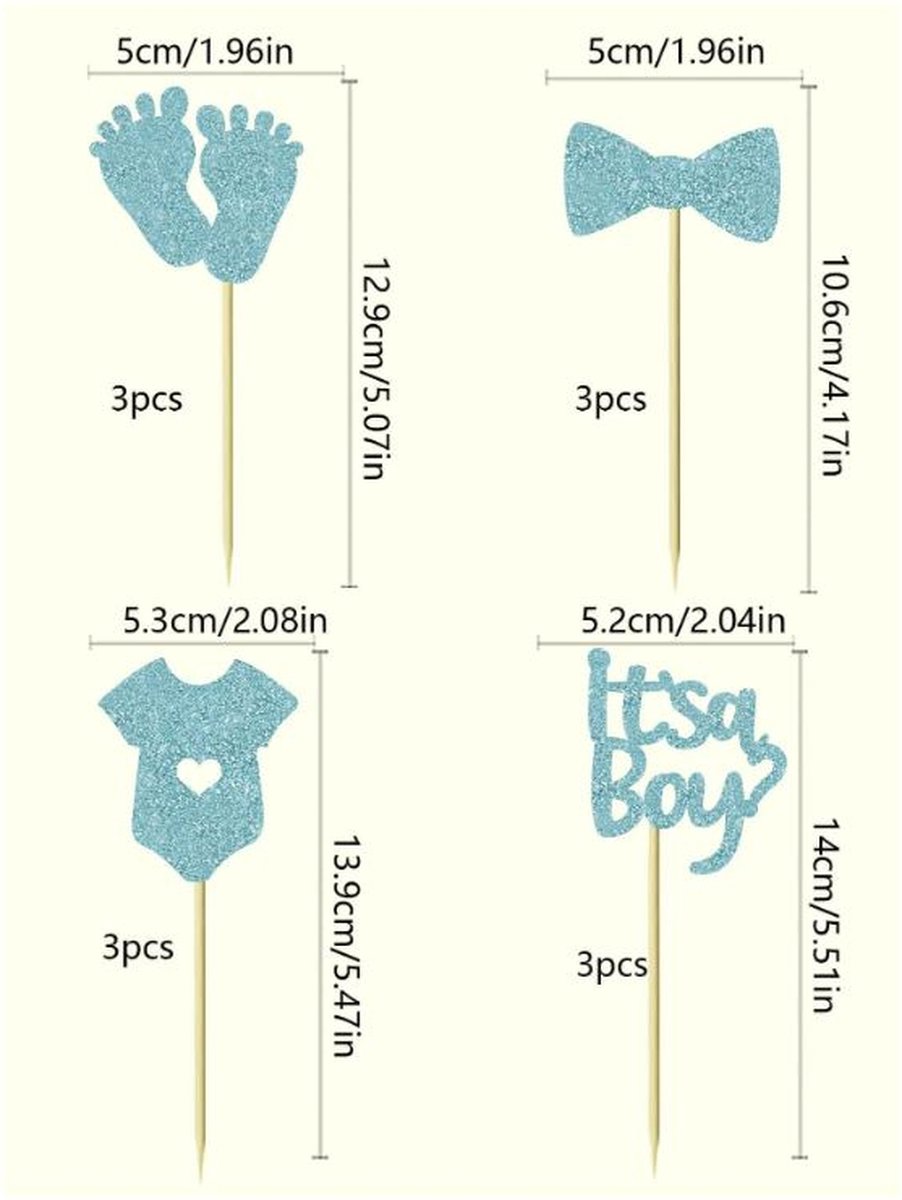 cup cake / cake / taart / prikkers / it's a boy / jongen / geboorte / gender reveal / blauw / feest