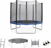 Trampoline Mars Ø 305 cm - Blauw - veiligheidsnet, ladder, dekzeil, verankeringskit en opbergnet