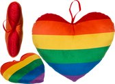 Pluche hart in regenboogkleuren, Pride, 26 cm, kussen