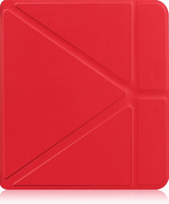 Hoes Geschikt voor Kobo Libra 2 Hoesje Bookcase Cover Hoes Trifold - Hoesje Geschikt voor Kobo Libra 2 Hoes Cover Case - Rood van Echt-Hoesje — afbeelding 4