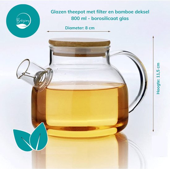 met theefilter en theezeef, kan met filterinzetstuk van glas van Dimono