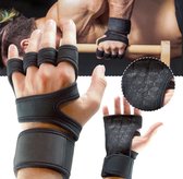 Wow Peach - Sport Fitness Handschoenen - Krachttraining - Crossfit - Grip Gloves - Unisex - Zwart - Maat: XL