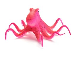 Nobleza Fluorescerende octopus aan draad - Aquarium decoratie - Aquarium inrichting - Aquarium ornament - Rubber - Rood