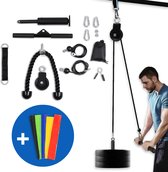 BeneFit Gear Kabelsysteem - Fitness - Katrol - Krachtstation - Homegym - Triceps Touw & Bar - Inclusief Weerstandsbanden