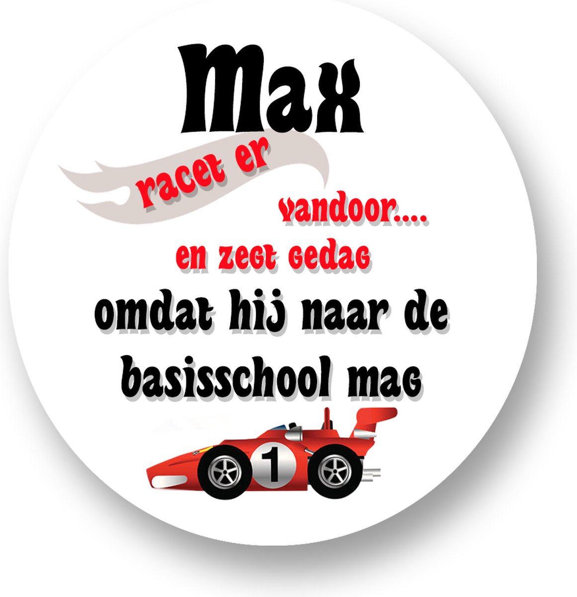 25xTraktatie stickers Afscheid Kleuterschool- begin Basisschool - Naam Racet er vandoor en geeft gas omdat hij naar de basisschool mag - Sluitsticker - Kinder Traktatie - Traktatiestickers Pimp Studio