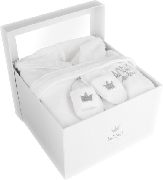 BamBam Cadeaudoos Bad - Badjasje, Hotel Slippers - Wit - Baby cadeau van BamBam — afbeelding 5
