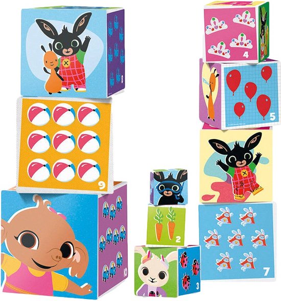 Bambolino Toys stapelblokken Bing 10 stuks - educatief peuter kleuter speelgoed - stapelbaar en nestbaar