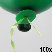 100 Automatische snelsluiters met lint Groen - Ballonnen Ballon Snel Sluiter Knoopje Helium