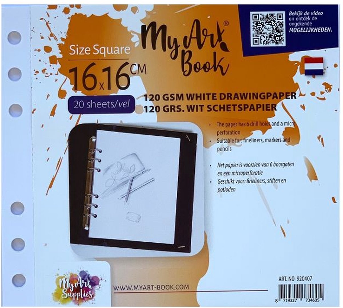 MyArt®Book vierkant 120 g/m2 wit schets papier - Formaat 177 x 160 mm |  bol.com
