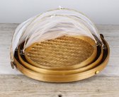 Migo Styling - Bamboe Vliegenkap - Bescherm je eten in stijl - Set van 3 - Dia 25 cm, 30 cm en 35 cm - Met bodem