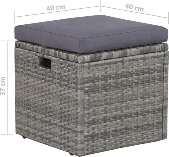 vidaXL - 6-delige - Loungeset - met - kussens - poly - rattan - grijs