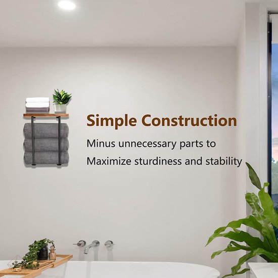 Metalen Handdoekhouder Voor In De Badkamer - Combineer Stijl En Functionaliteit Met 4haakjes Zwart