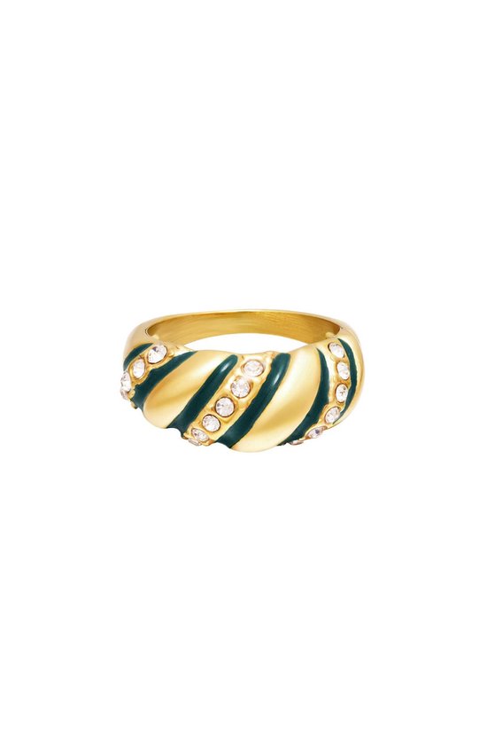 Ring -statement swirl- Green & Gold -16-yehwang
